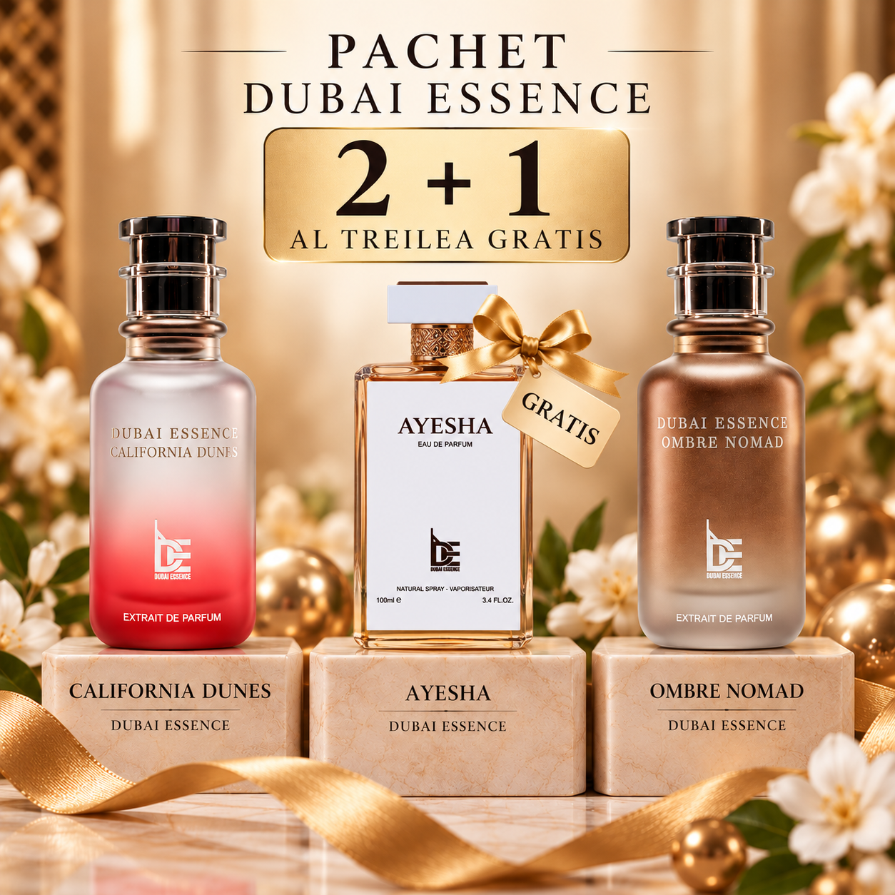 Pachet Ombre Nomad Barbatesc 100 ml + California Dunes Dama + Cadou Ayesha Dama 100 ml