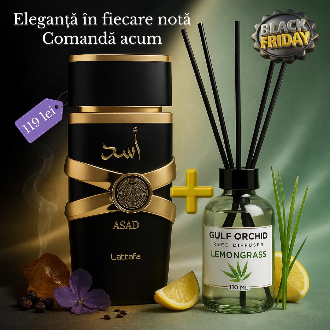 Pachet LATTAFA ASAD 100ML + GULF ORCHID  LEMONGRASS 110 ML